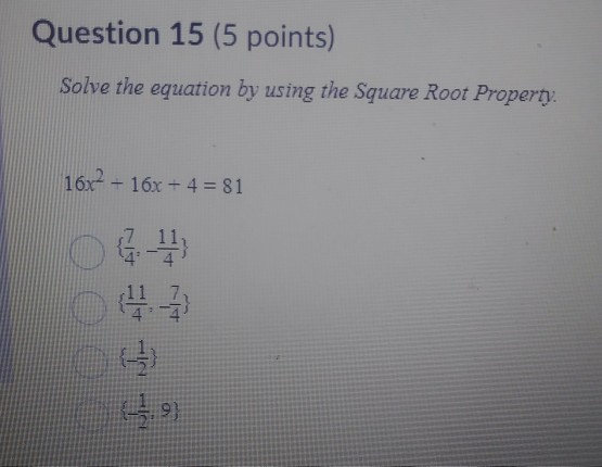 Solved Question 14 5 Points Write A Quadratic Equation Chegg Com