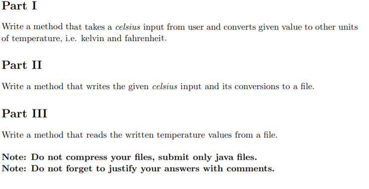 Solved Part I Write a method that takes a celsius input from | Chegg.com