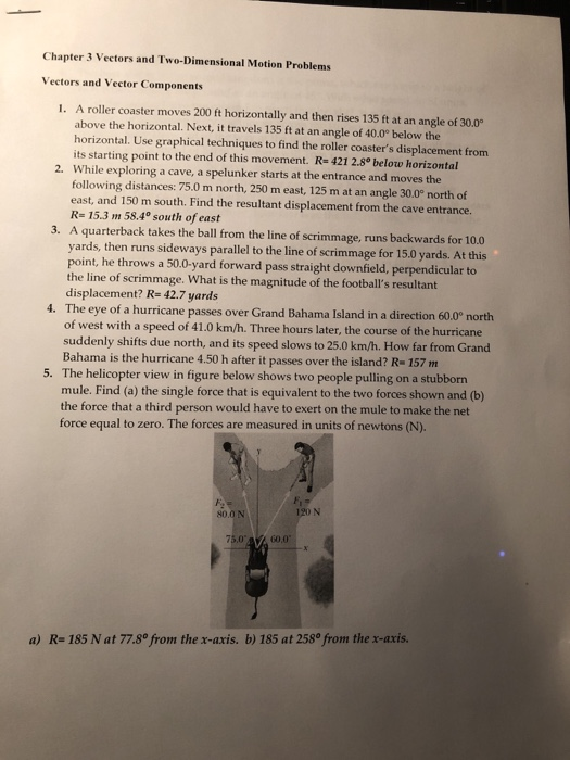 Solved Chapter 3 Vectors And Two-Dimensional Motion Problems | Chegg.com