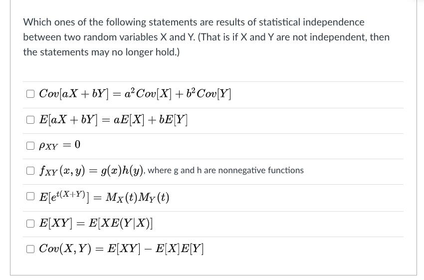 Solved Which Ones Of The Following Statements Are Results Chegg Com