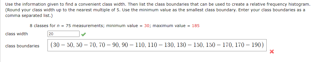 Solved Use the information given to find a convenient class | Chegg.com
