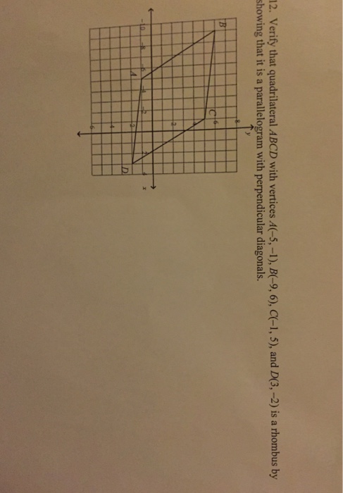 Solved Verify That Quadrilateral ABCD With Vertices A(-5, | Chegg.com