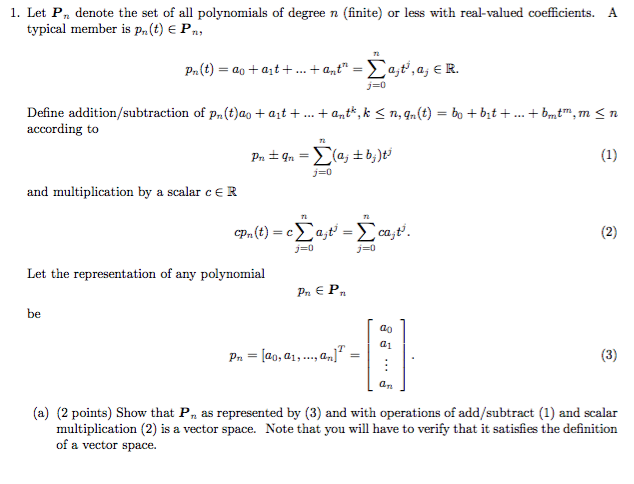 Solved 1 Let P Denote The Set Of All Polynomials Of Degree