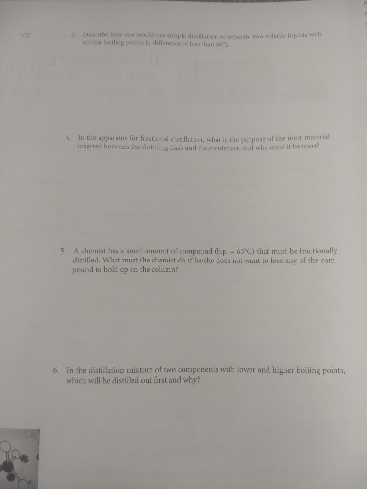 Solved 3. Describe how one would use simple distillation to | Chegg.com