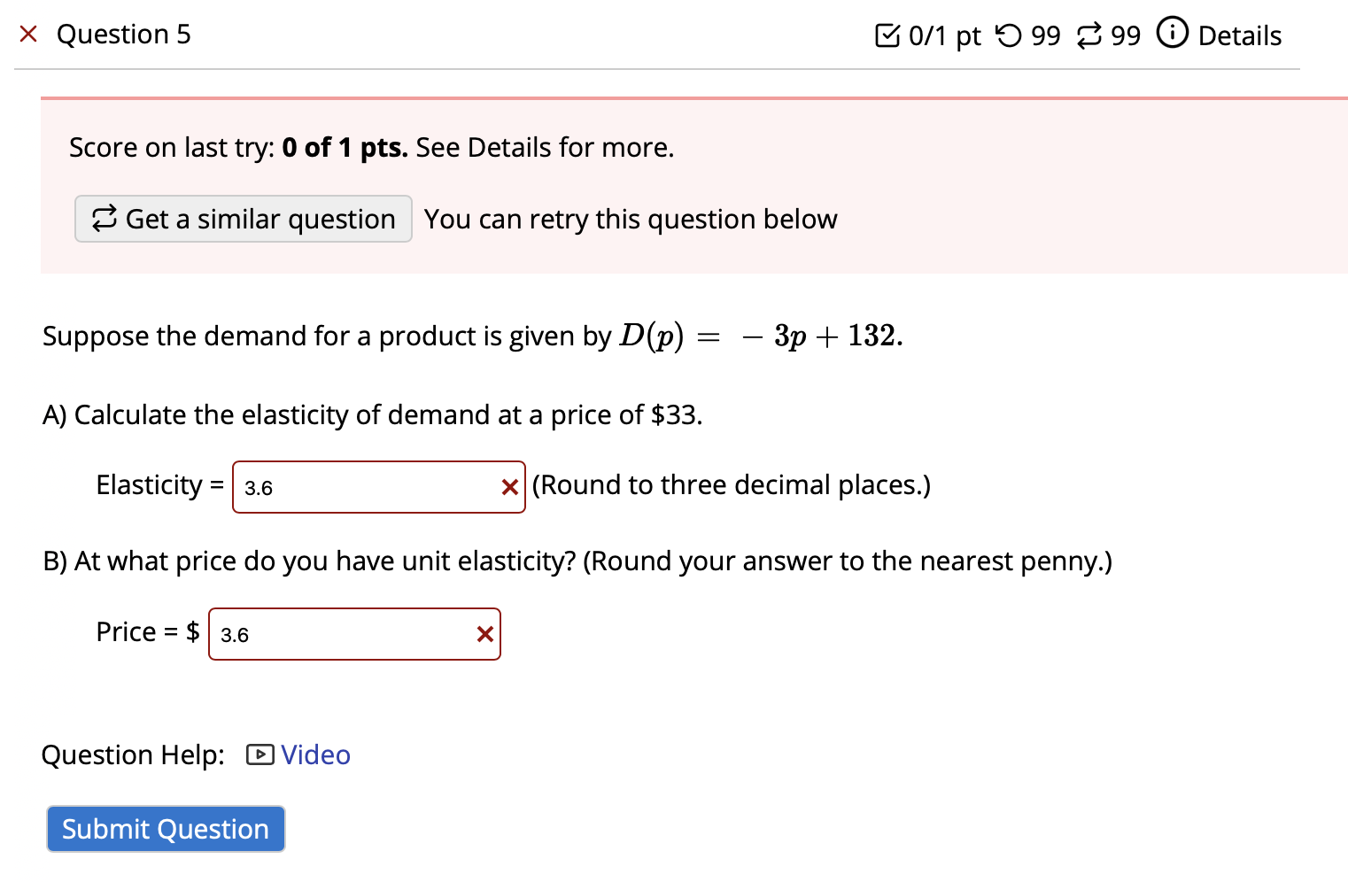 Solved Question 1 0.67/1 pt 56-99 99 0 Details Score on last | Chegg.com