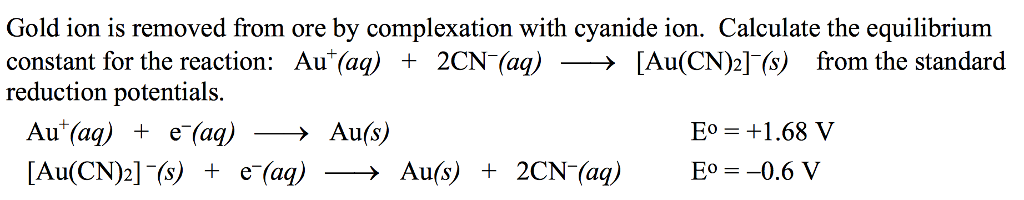 Solved Gold ion is removed from ore by complexation with | Chegg.com