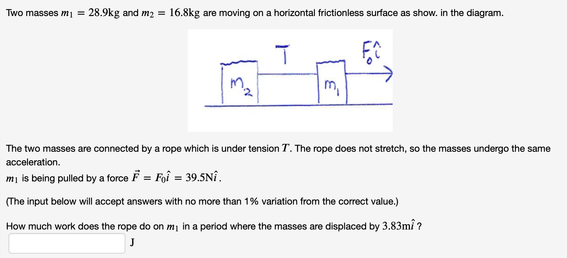 tension of rope with two masses