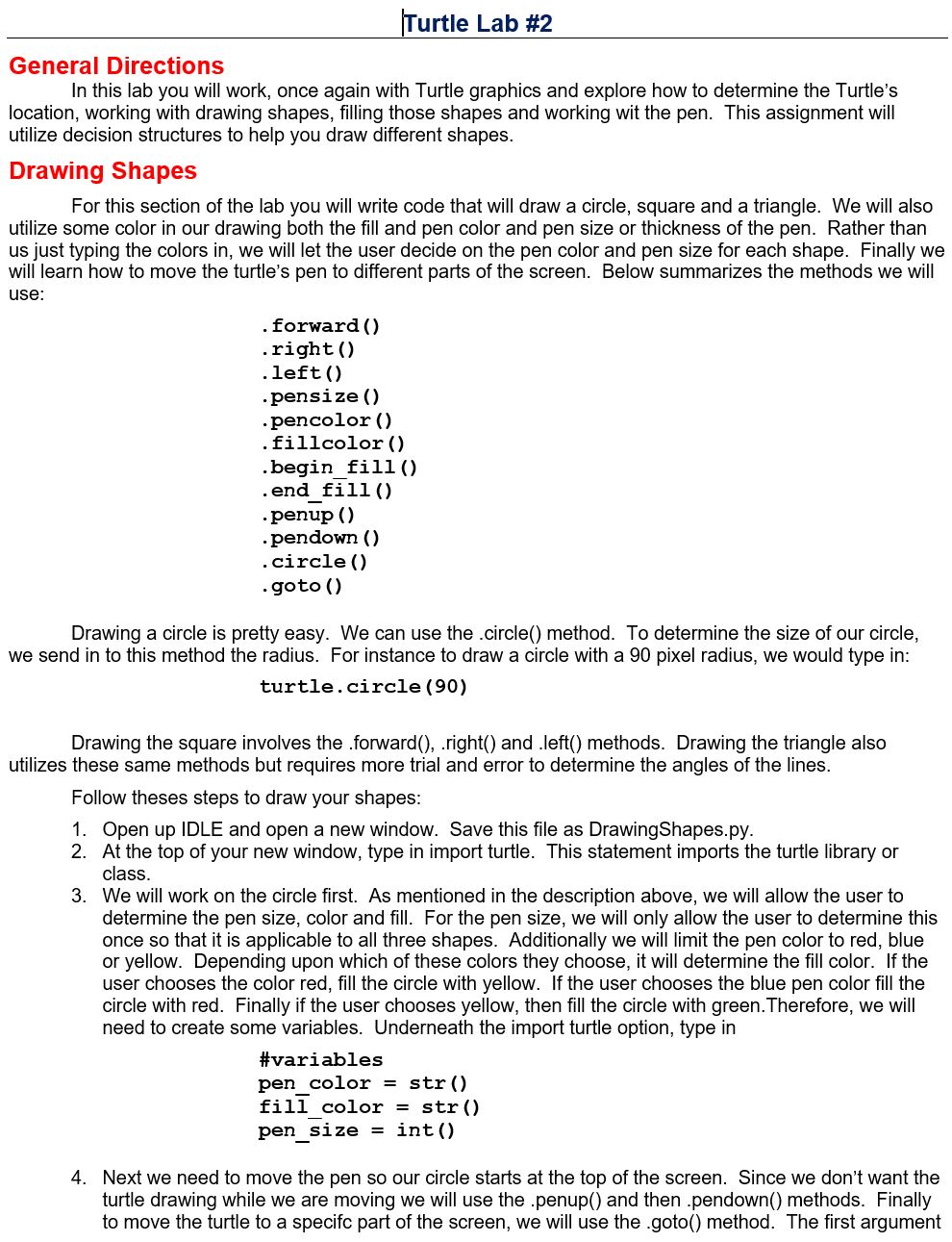 Solved In this lab you will work, once again with Turtle | Chegg.com