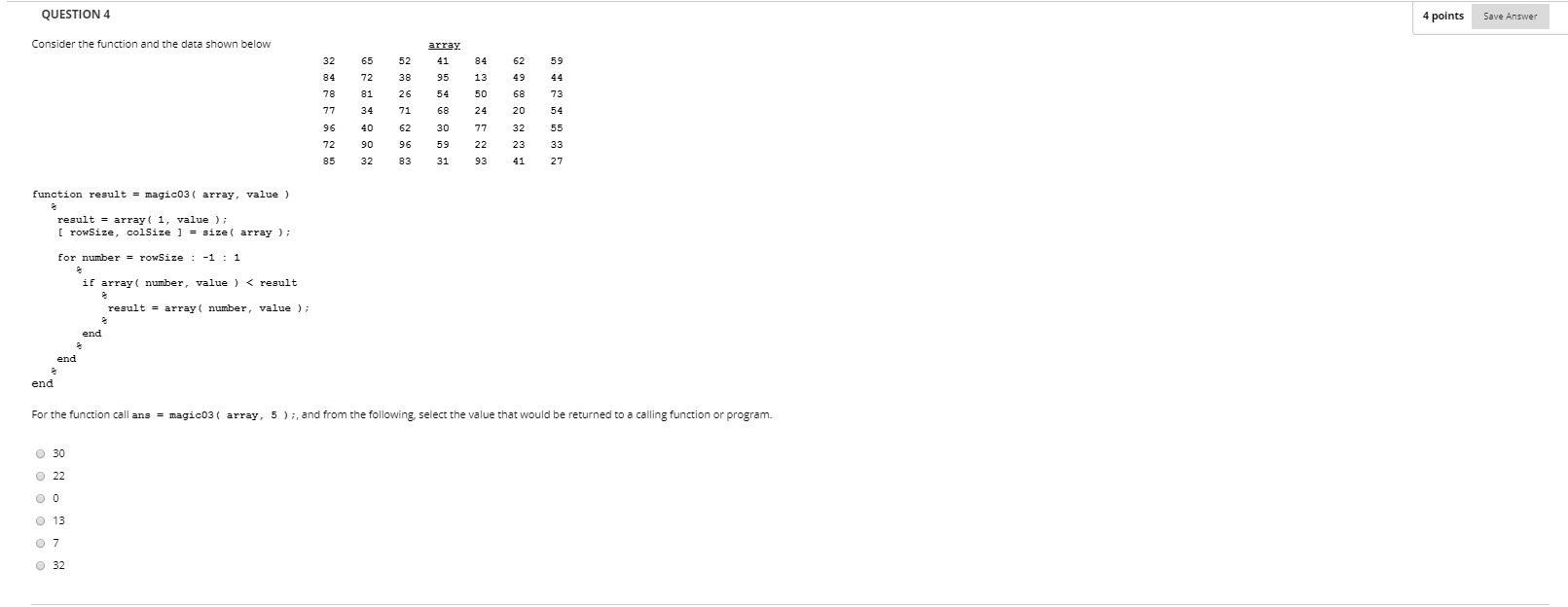 Solved QUESTION 4 4 points Save Answer Consider the function | Chegg.com