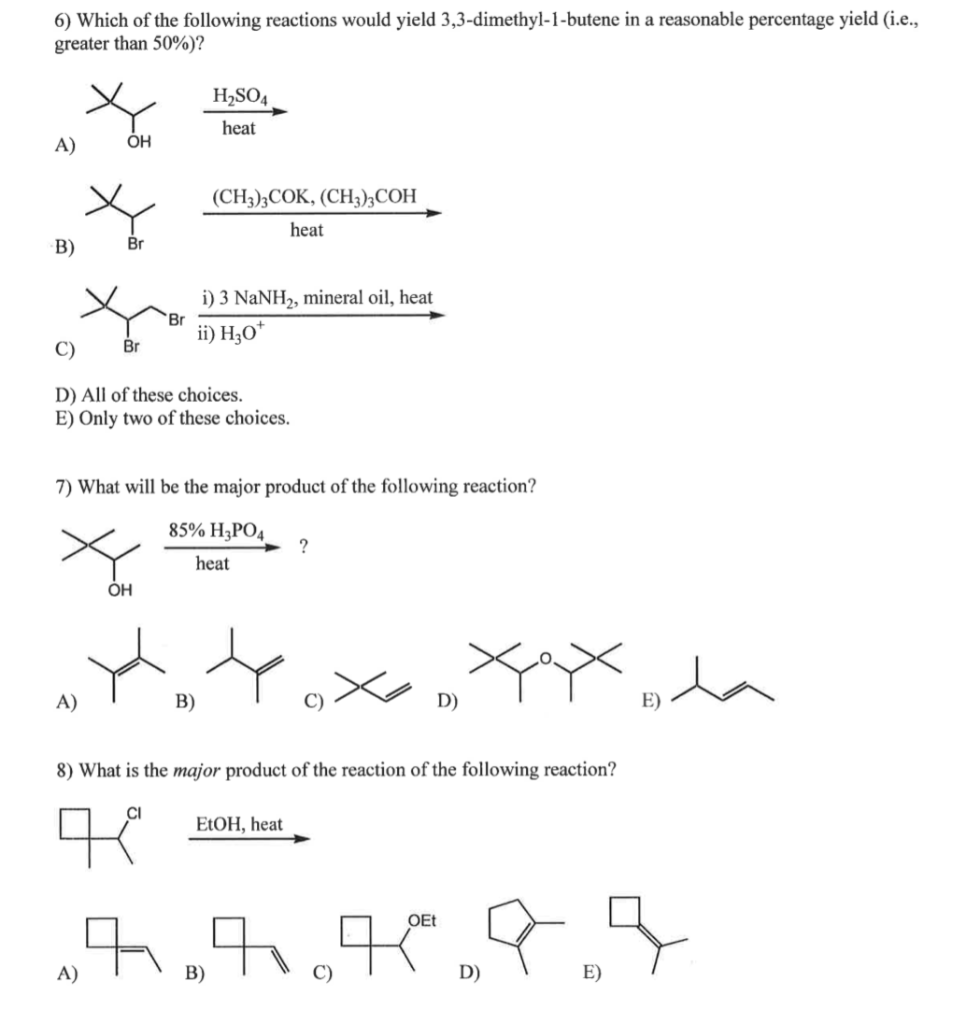 Solved 1) Predict the major organic product(s) of the | Chegg.com