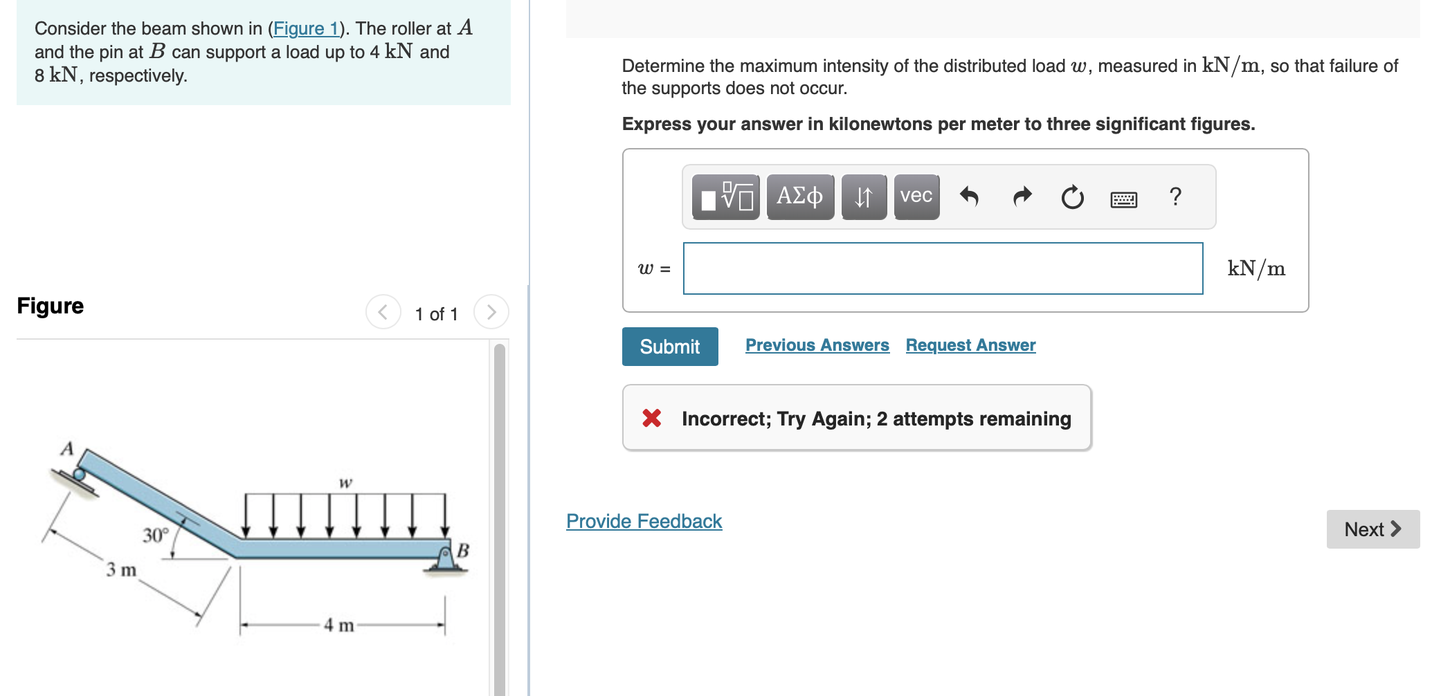 Consider the beam shown in The roller at A and the | Chegg.com