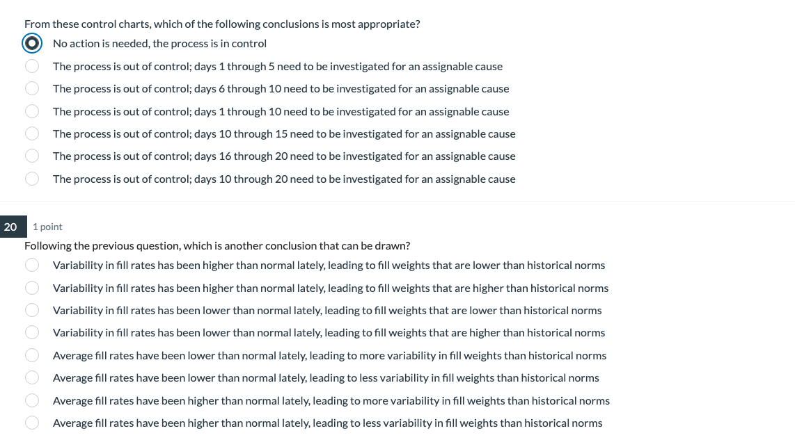 Solved Suppose you are given the following control charts | Chegg.com