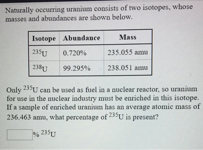 Solved Naturally occurring uranium consists of two isotopes,