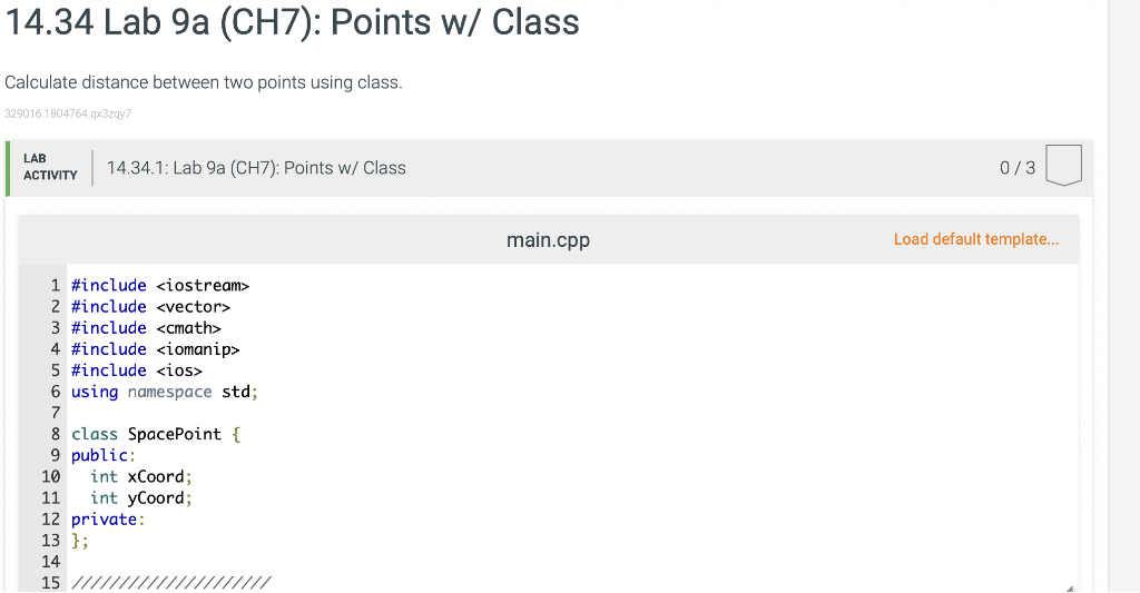 Solved 14.34 Lab 9a (CH7): Points w/ Class Calculate | Chegg.com