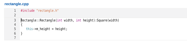 Solved The Rectangle class is derived from Square which has | Chegg.com