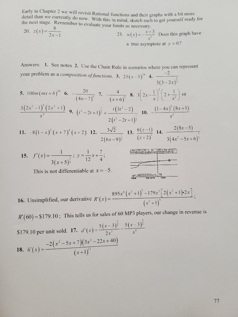 Solved Early in Chapter 2 we will revisit Rational functions | Chegg.com