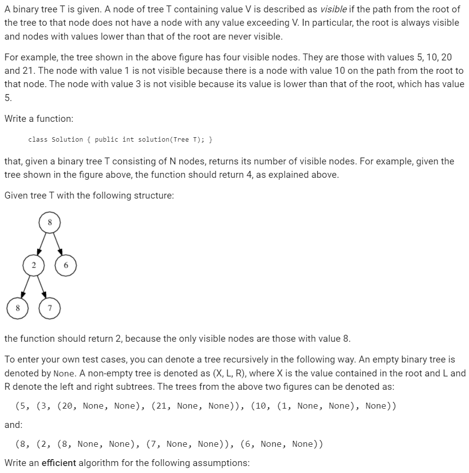 Solved In This Problem We Consider Binary Trees, Represented | Chegg.com