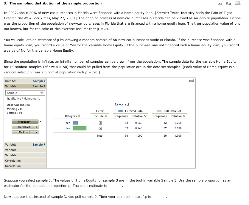 Solved 3. The sampling distribution of the sample proportion | Chegg.com