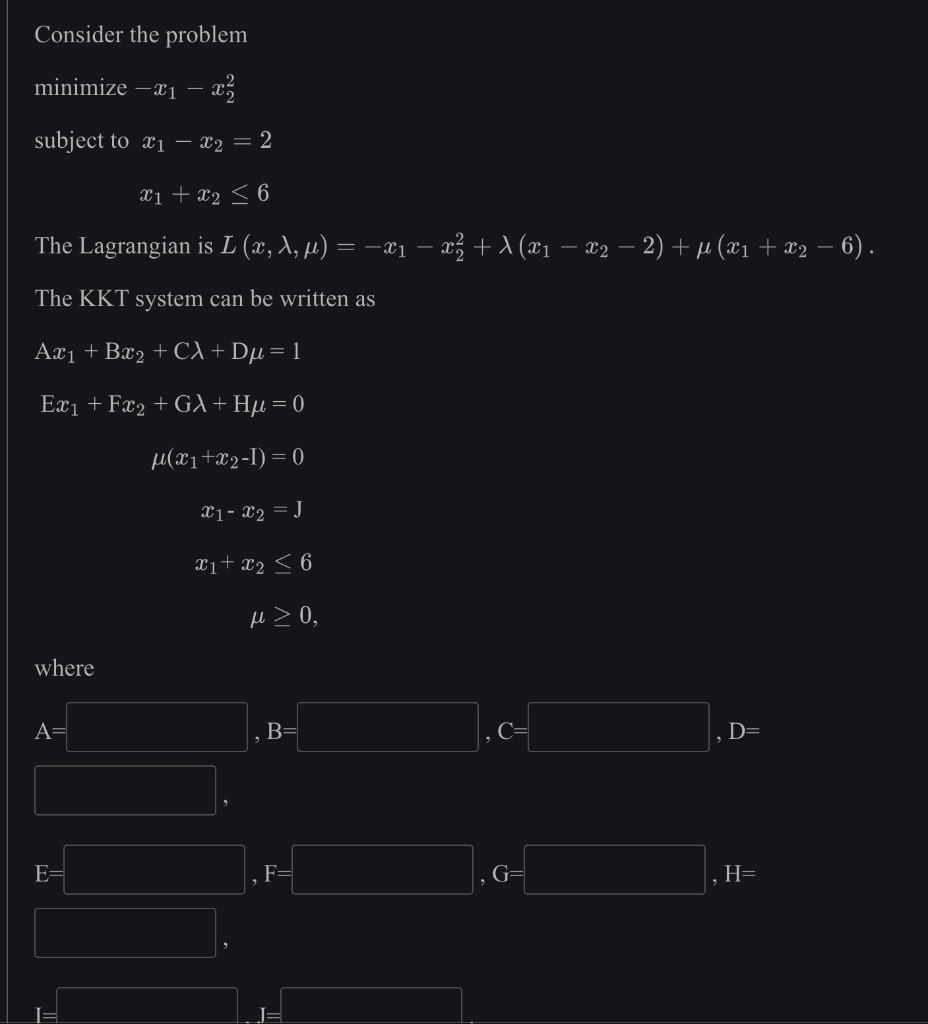 Consider the problem minimize −x1−x22 subject to | Chegg.com