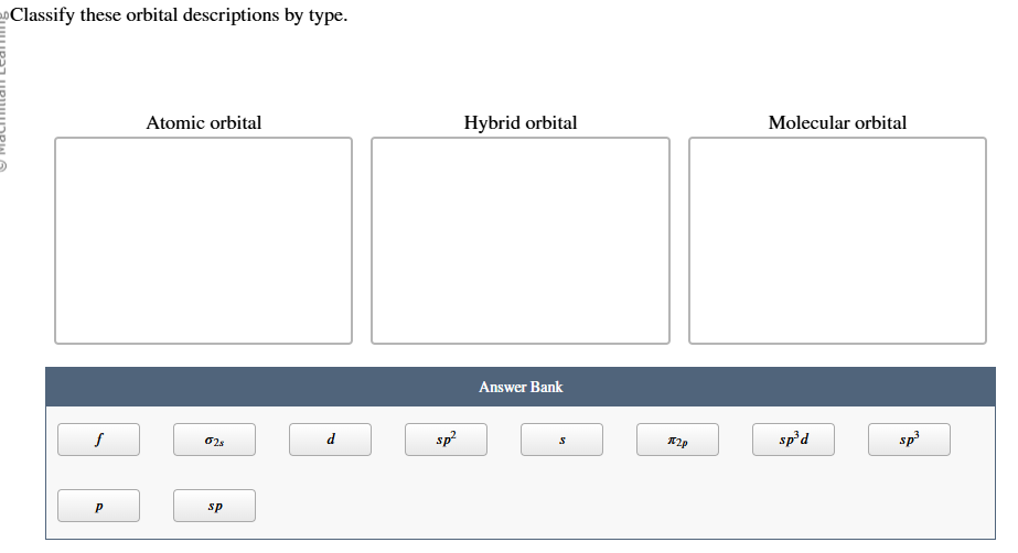 Solved Classify these orbital descriptions by type.Atomic | Chegg.com