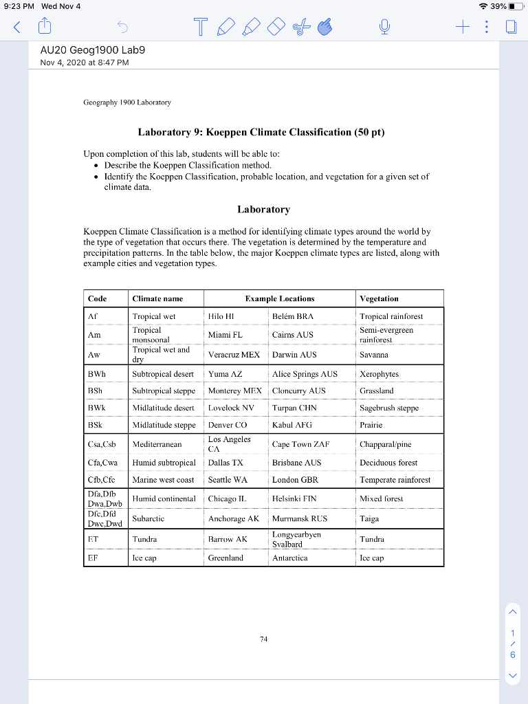 Solved 9 23 Pm Wed Nov 4 39 To Fo Au Geog1900 Lab9 Chegg Com