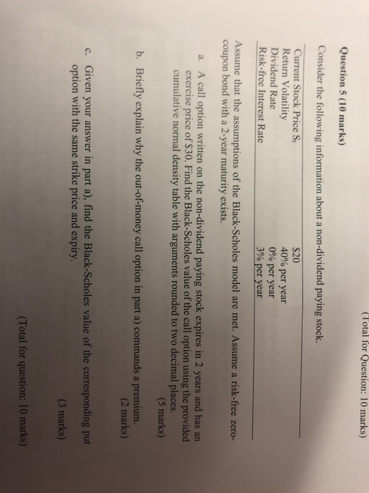 Solved Total for Question: 10 marks) Question 5 (10 marks) | Chegg.com