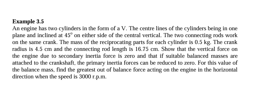Solved Example 3.5 ﻿An engine has two cylinders in the form | Chegg.com