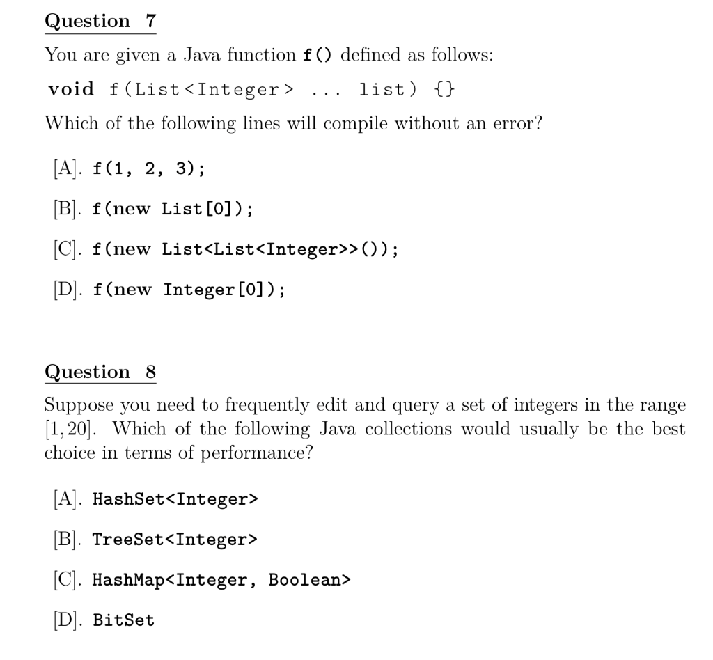 Solved Question 7 You Are Given A Java Function F Defined Chegg