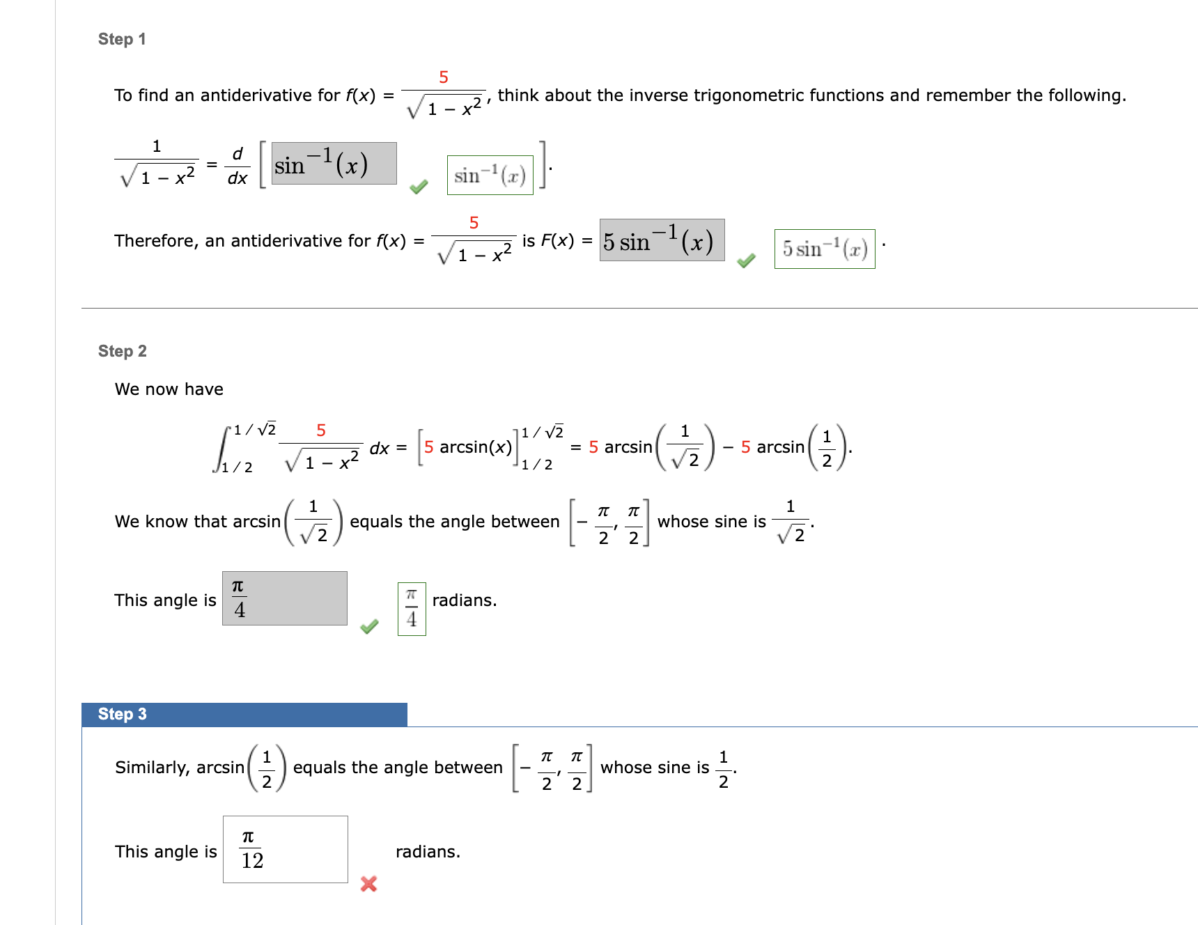 Solved We Now Have1вѓ в љ251 в п їx2 п їdx1вѓ 2 п ї п ї5 п їarcsin X Chegg