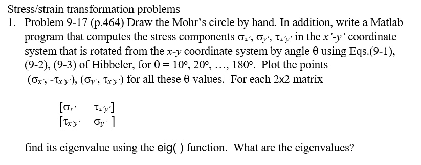 Solved Stress Strain Transformation Problems 1 Problem 9 17 Chegg Solved Stress Strain Transformation Problems 1 Problem 9 17 Chegg