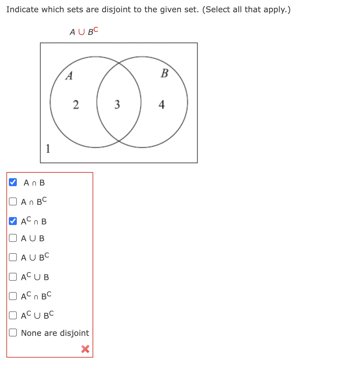 Solved Indicate which sets are disjoint to the given set. | Chegg.com