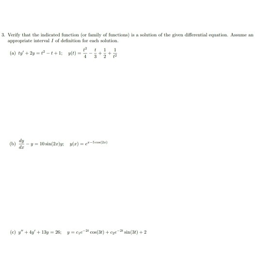 Solved 3. Verify that the indicated function (or family of | Chegg.com