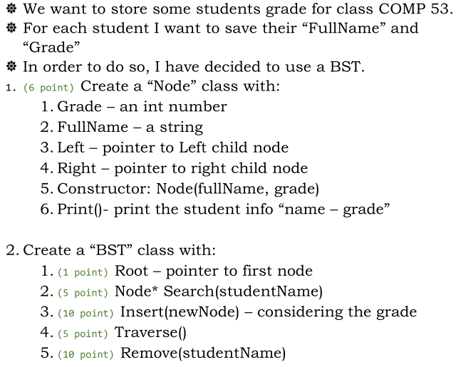 student grade - using using using using using using ... Solved * We want to store some students grade for class COMP | Chegg.com