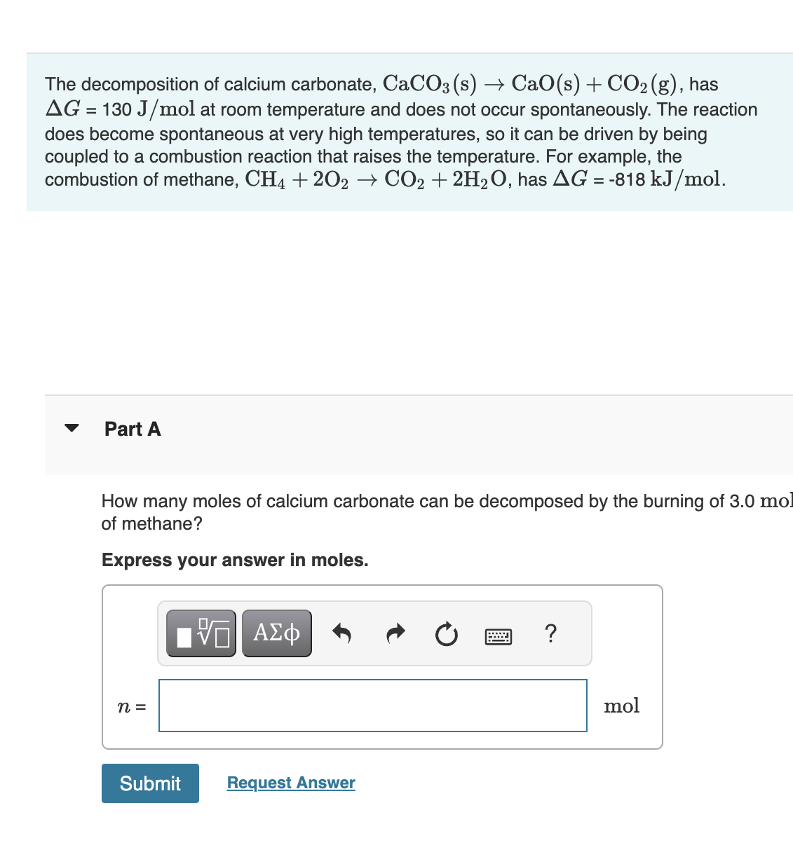 Solved The Decomposition Of Calcium Carbonate, CaCO3( | Chegg.com