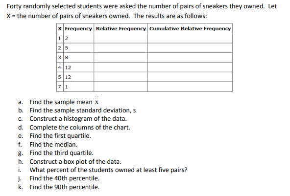 Solved Forty randomly selected students were asked the | Chegg.com