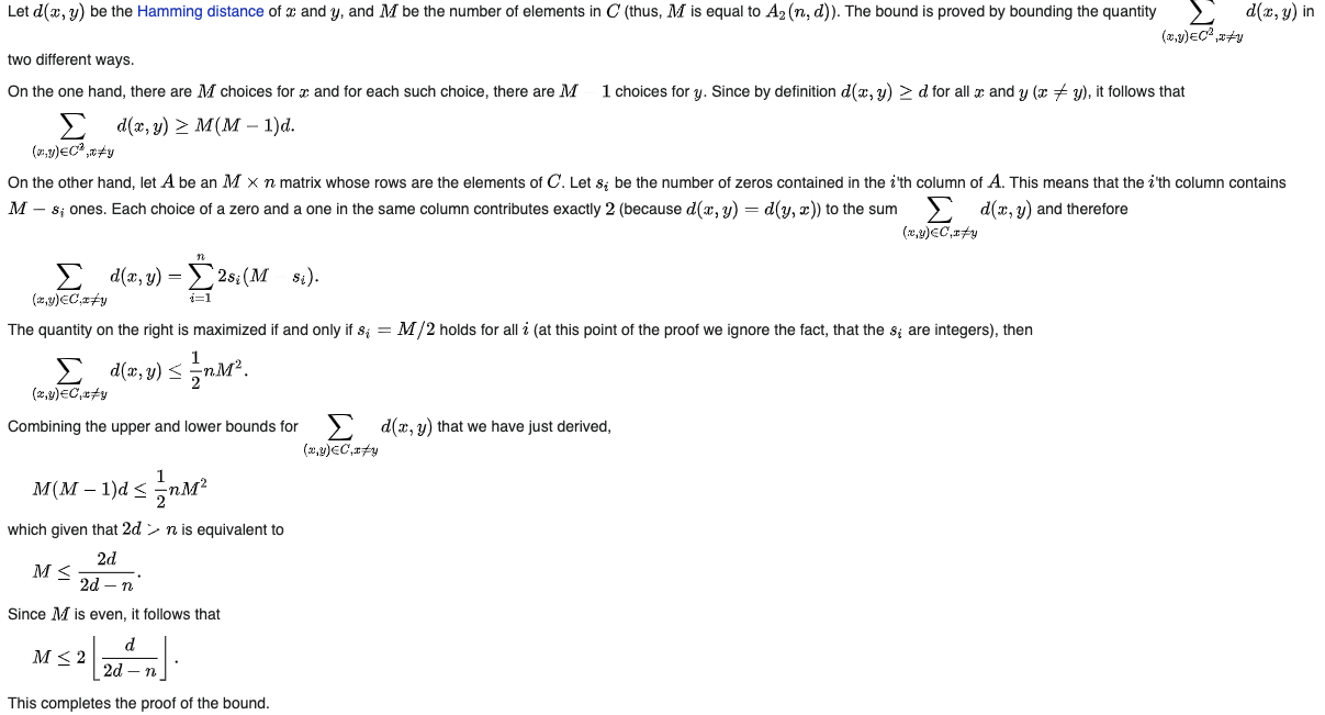 Solved The proof of Plotkin bound states for it to work It | Chegg.com