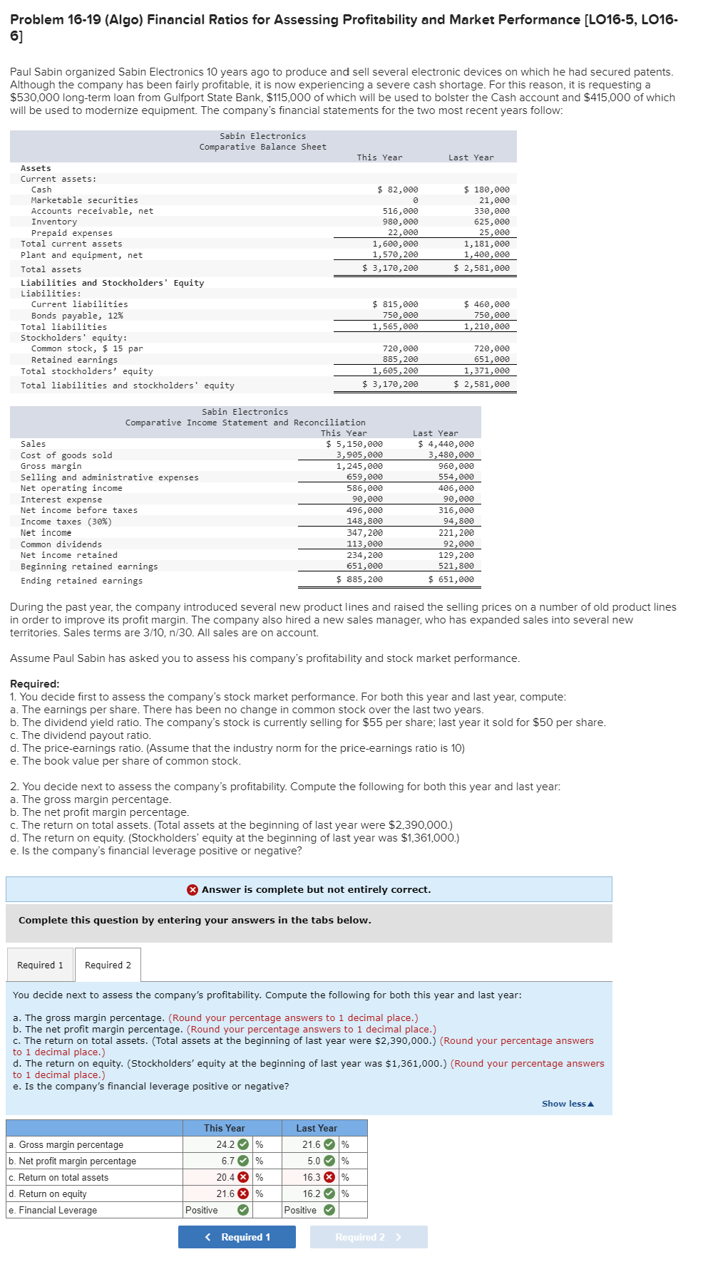 Solved Problem Algo Financial Ratios For Assessing Chegg Com