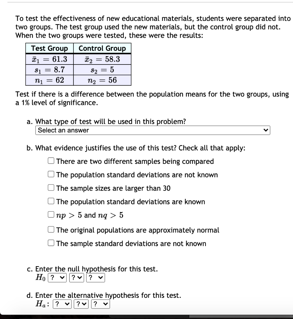 Solved To test the effectiveness of new educational | Chegg.com