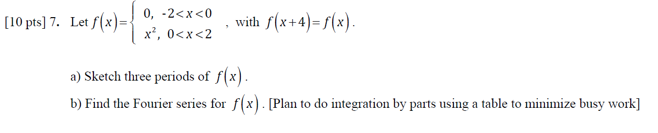 Solved [10 pts] 7. Let f(x)= 0, -2 | Chegg.com