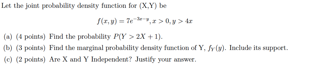 Solved Let the joint probability density function for (X,Y) | Chegg.com