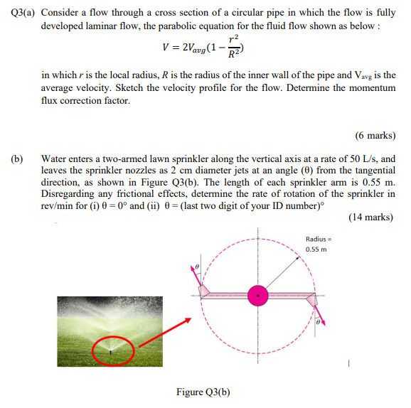 Solved Q3(a) Consider a flow through a cross section of a | Chegg.com