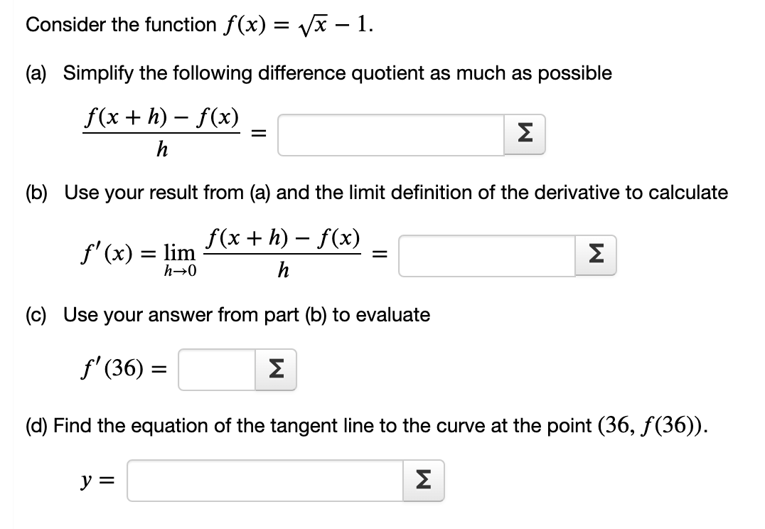 Solved Consider the function f(x) = x – 1. (a) Simplify the | Chegg.com