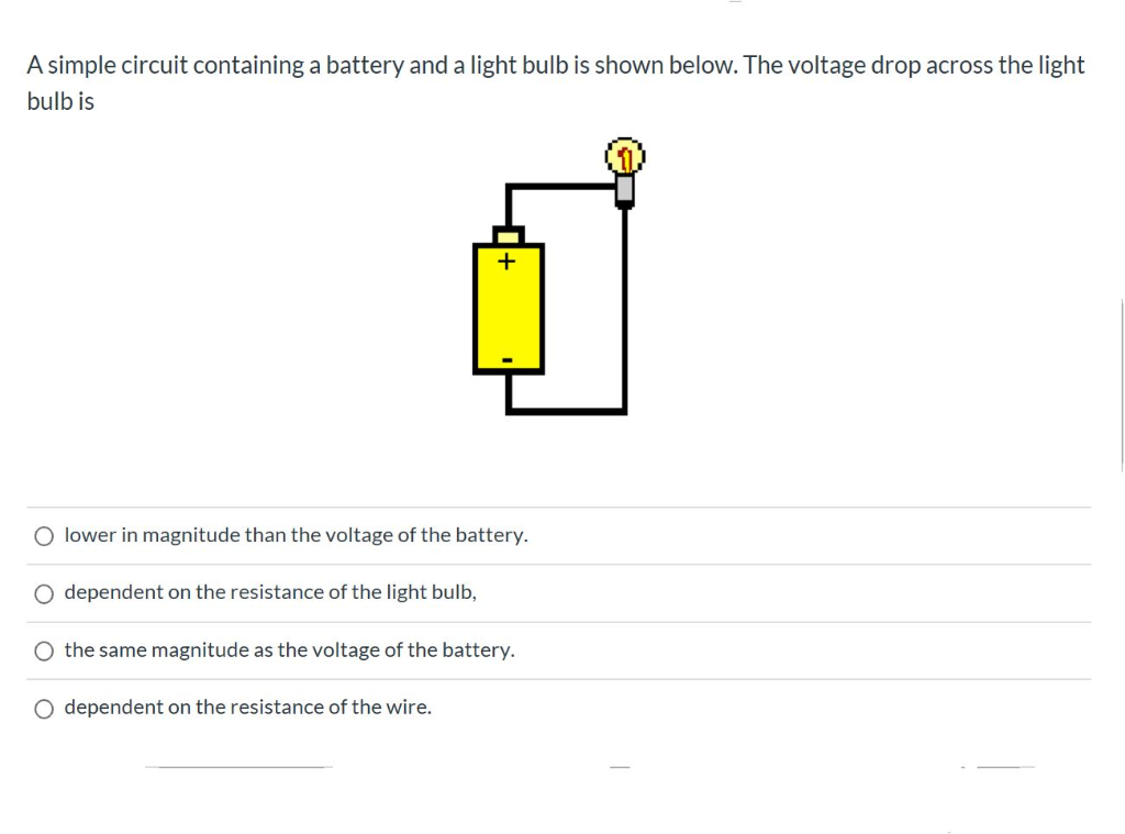 Solved A simple circuit containing a battery and a light