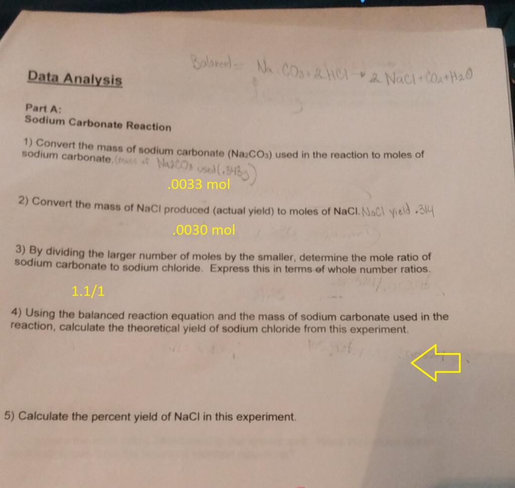 Solved Sodium Carbonate Reaction 1) Convert the mass of | Chegg.com