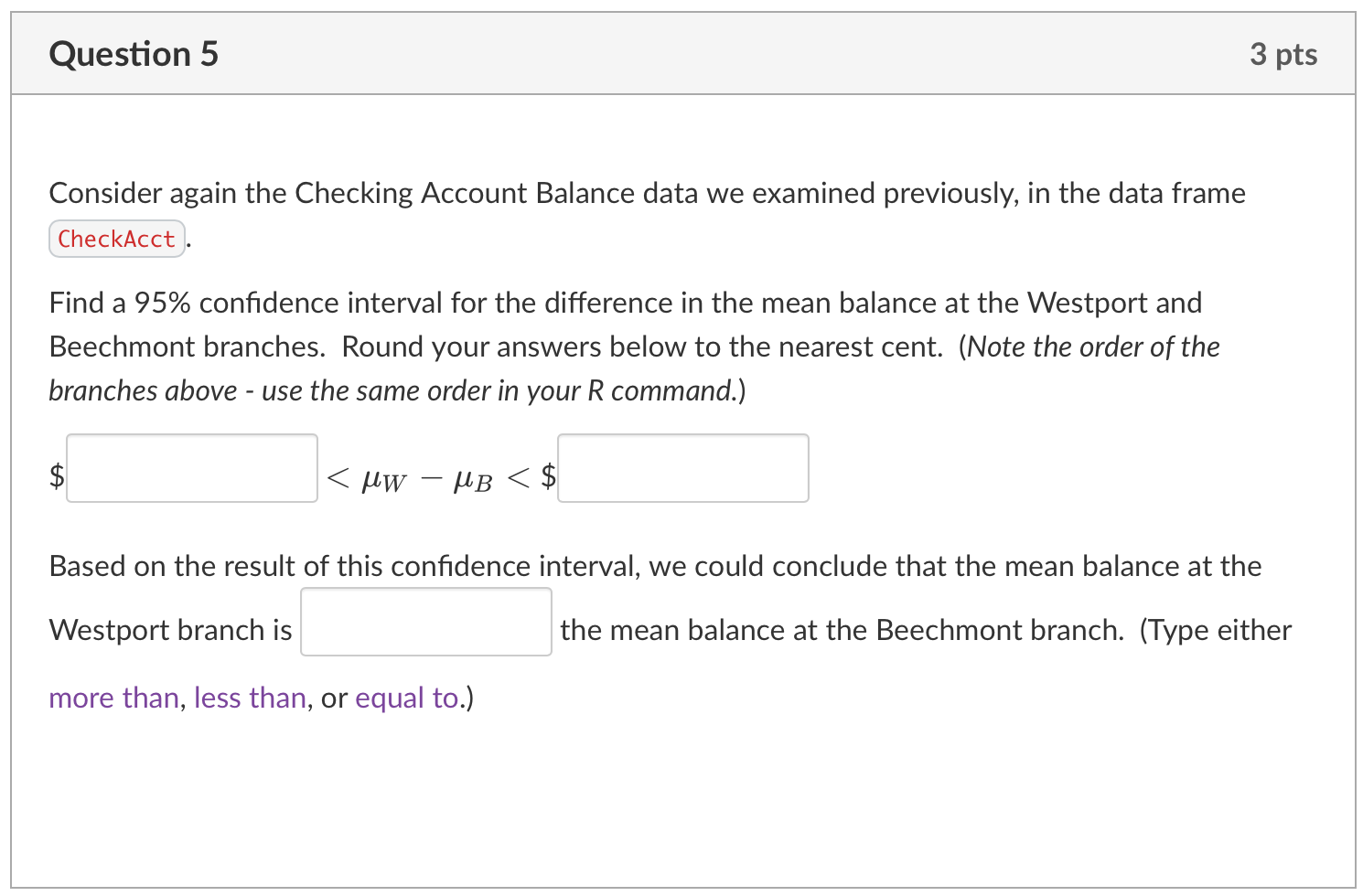 Solved Consider again the Checking Account Balance data we | Chegg.com