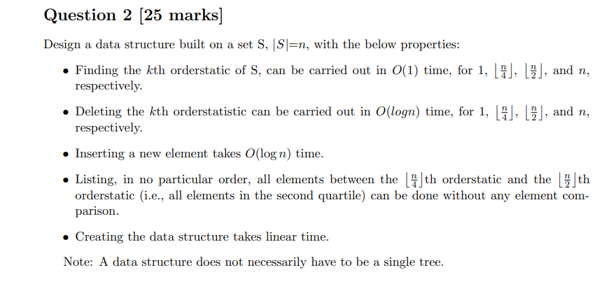 Question 2 25 Marks Design A Data Structure Buil Chegg Com