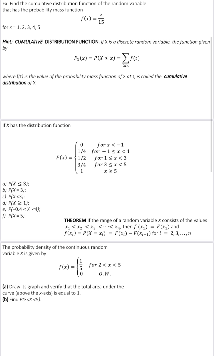 Solved Ex Find The Cumulative Distribution Function Of T Chegg Com