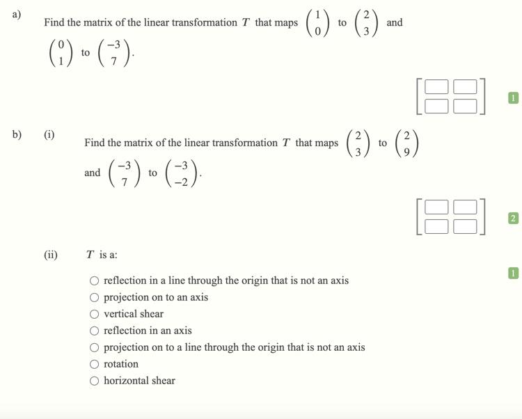 Solved a) Find the matrix of the linear transformation T | Chegg.com