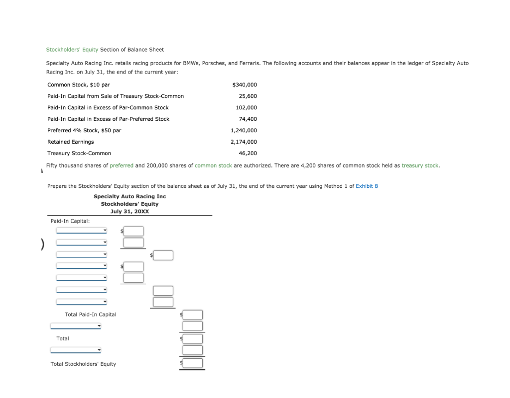 Solved Stockholders' Equity Section of Balance Sheet | Chegg.com