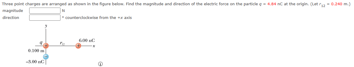 Solved Three point charges are arranged as shown in the | Chegg.com